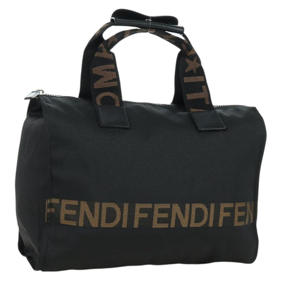FENDI Hand Bag Nylon Black Silver Auth 172972V