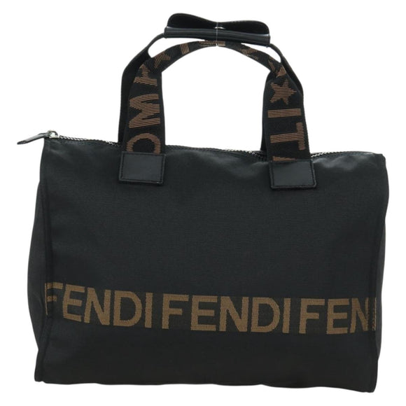 FENDI Hand Bag Nylon Black Silver Auth 172972V