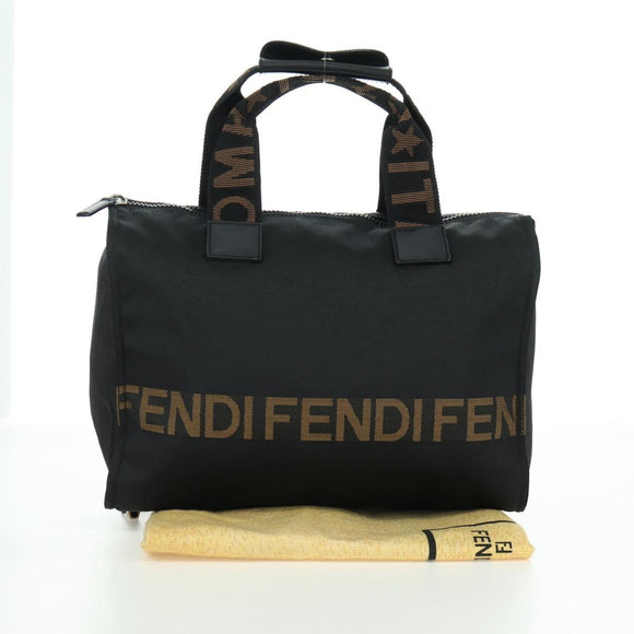 FENDI Hand Bag Nylon Black Silver Auth 172972V