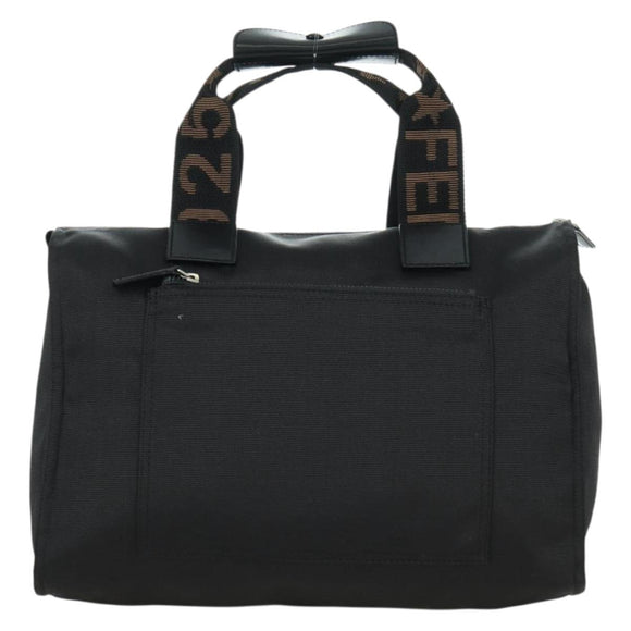 FENDI Hand Bag Nylon Black Silver Auth 172972V