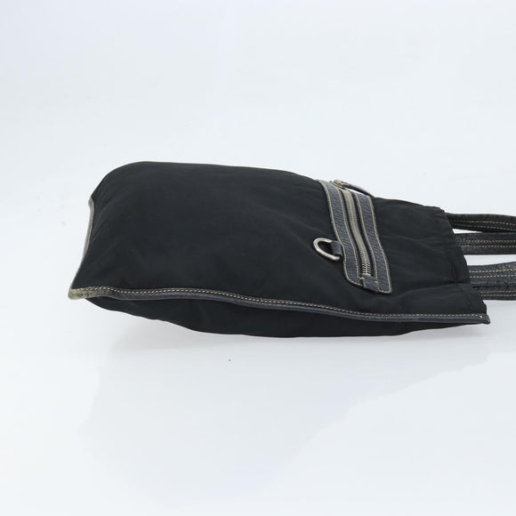 PRADA Tote Bag Nylon Black Silver Auth 172974