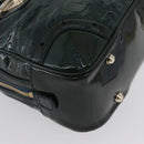 GUCCI Horsebit Hand Bag Patent leather Green Gold 145772 Auth 172977-9