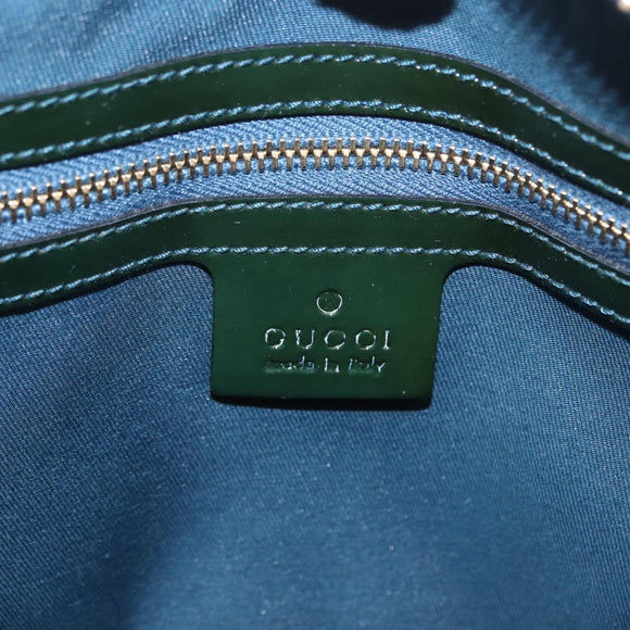 GUCCI Horsebit Hand Bag Patent leather Green Gold 145772 Auth 172977