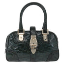 GUCCI Horsebit Hand Bag Patent leather Green Gold 145772 Auth 172977-13