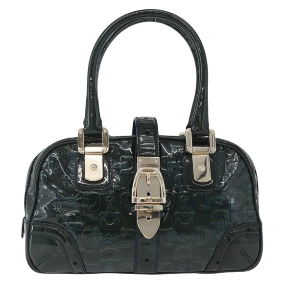 GUCCI Horsebit Hand Bag Patent leather Green Gold 145772 Auth 172977