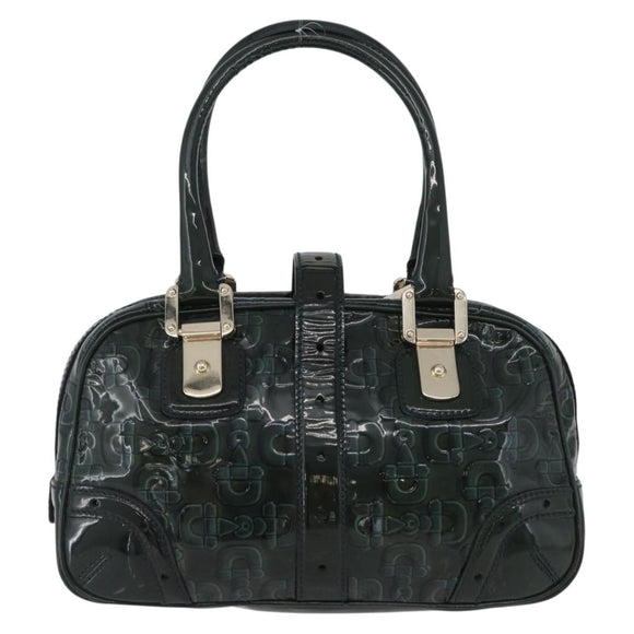 GUCCI Horsebit Hand Bag Patent leather Green Gold 145772 Auth 172977