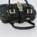 GUCCI Horsebit Hand Bag Patent leather Green Gold 145772 Auth 172977-6
