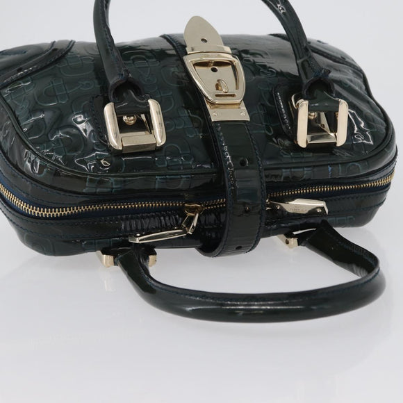 GUCCI Horsebit Hand Bag Patent leather Green Gold 145772 Auth 172977