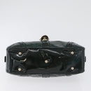GUCCI Horsebit Hand Bag Patent leather Green Gold 145772 Auth 172977-5