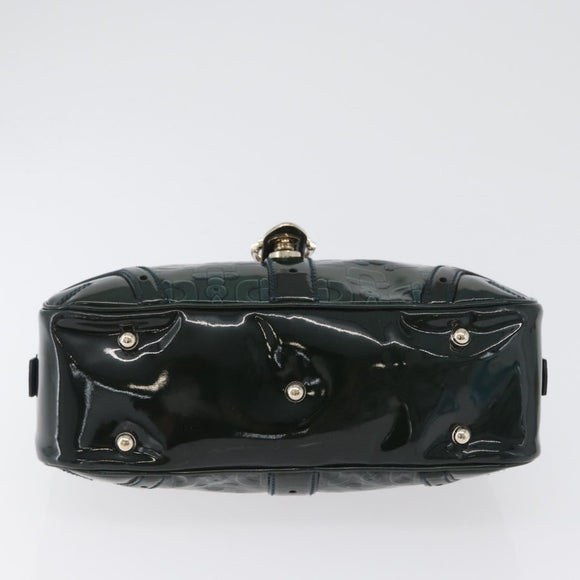 GUCCI Horsebit Hand Bag Patent leather Green Gold 145772 Auth 172977