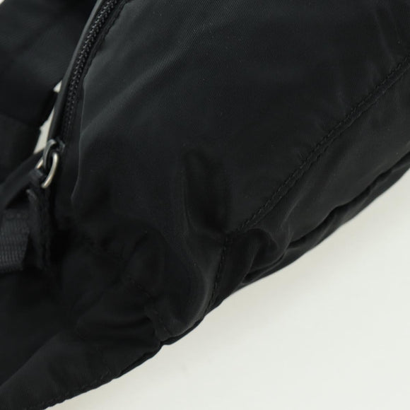 PRADA Gürteltasche Nylon Schwarz Silber Auth 172984V