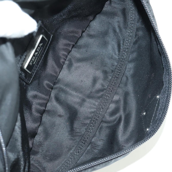 PRADA Gürteltasche Nylon Schwarz Silber Auth 172984V