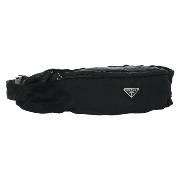 PRADA Gürteltasche Nylon Schwarz Silber Auth 172984V