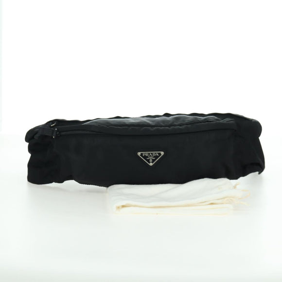 PRADA Gürteltasche Nylon Schwarz Silber Auth 172984V