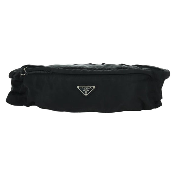 PRADA Gürteltasche Nylon Schwarz Silber Auth 172984V