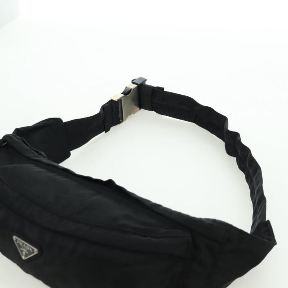 PRADA Gürteltasche Nylon Schwarz Silber Auth 172984V