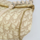 Christian Dior Trotter Canvas Chain Hand Bag PVC Beige Silver Auth 172988-9