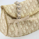 Christian Dior Trotter Canvas Chain Hand Bag PVC Beige Silver Auth 172988-17