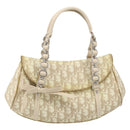Christian Dior Trotter Canvas Chain Hand Bag PVC Beige Silver Auth 172988-13