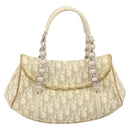 Christian Dior Trotter Canvas Chain Hand Bag PVC Beige Silver Auth 172988-2