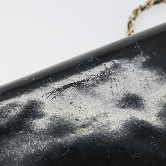 CHANEL Chain Shoulder Bag Patent leather Black Gold CC Auth 172993