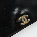 CHANEL Chain Shoulder Bag Patent leather Black Gold CC Auth 172993-11