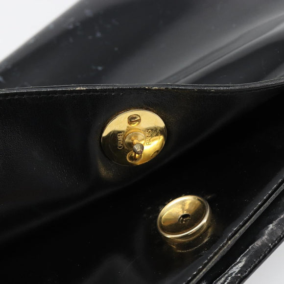 CHANEL Chain Shoulder Bag Patent leather Black Gold CC Auth 172993