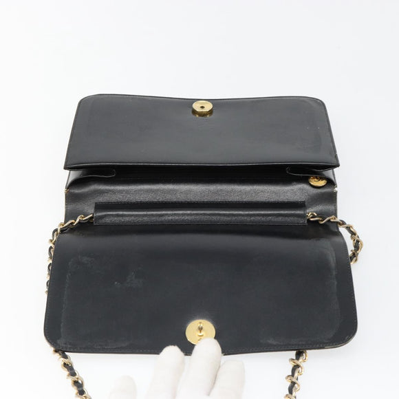 CHANEL Chain Shoulder Bag Patent leather Black Gold CC Auth 172993