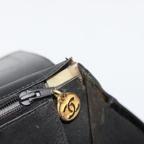 CHANEL Chain Shoulder Bag Patent leather Black Gold CC Auth 172993