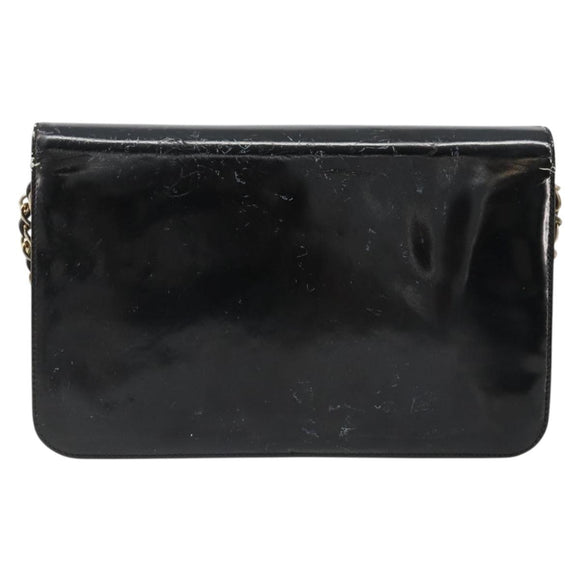 CHANEL Chain Shoulder Bag Patent leather Black Gold CC Auth 172993