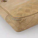 CHANEL Matelasse Chain Shoulder Bag Lamb Skin Beige Gold CC Auth 172997-14