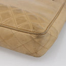 CHANEL Matelasse Chain Shoulder Bag Lamb Skin Beige Gold CC Auth 172997-15