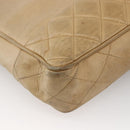 CHANEL Matelasse Chain Shoulder Bag Lamb Skin Beige Gold CC Auth 172997-16