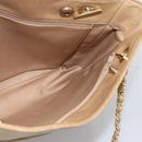 CHANEL Matelasse Chain Shoulder Bag Lamb Skin Beige Gold CC Auth 172997-18