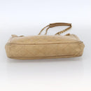 CHANEL Matelasse Chain Shoulder Bag Lamb Skin Beige Gold CC Auth 172997-5