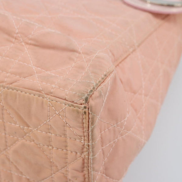 Christian Dior Lady Dior Hand Bag Nylon Pink Silver Auth 173001