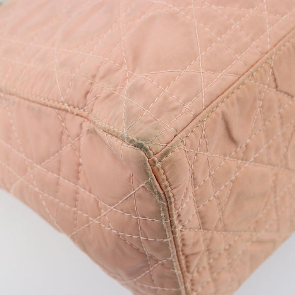 Christian Dior Lady Dior Hand Bag Nylon Pink Silver Auth 173001