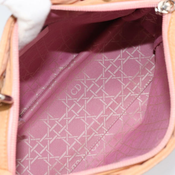 Christian Dior Lady Dior Hand Bag Nylon Pink Silver Auth 173001