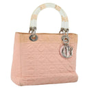 Christian Dior Lady Dior Hand Bag Nylon Pink Silver Auth 173001-1