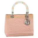 Christian Dior Lady Dior Hand Bag Nylon Pink Silver Auth 173001-13