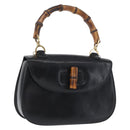 GUCCI Bamboo Hand Bag Leather Black Gold 000 1781 0633 Auth 173021-1