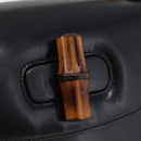 GUCCI Bamboo Hand Bag Leather Black Gold 000 1781 0633 Auth 173021-17