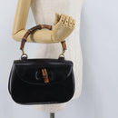 GUCCI Bamboo Hand Bag Leather Black Gold 000 1781 0633 Auth 173021-23