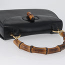 GUCCI Bamboo Hand Bag Leather Black Gold 000 1781 0633 Auth 173021-6