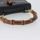 GUCCI Bamboo Hand Bag Leather Black Gold 000 1781 0633 Auth 173021-7