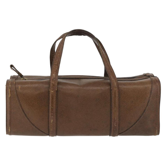 GUCCI Hand Bag Leather Brown Auth 173031