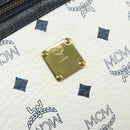 MCM Logogram Vicetos Clutch Bag PVC Leather White Gold Auth 173032A-12