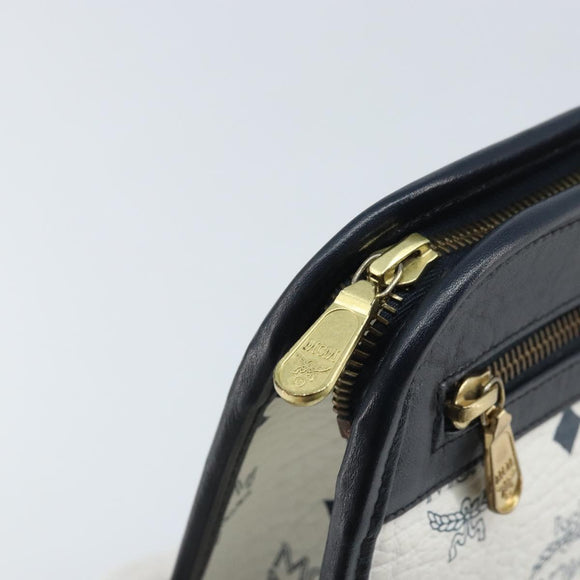 MCM Logogram Vicetos Clutch Tas PVC Leer Wit Goud Auth 173032A