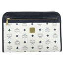 MCM Logogram Vicetos Clutch Bag PVC Leather White Gold Auth 173032A-2