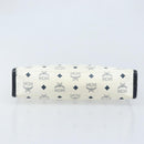 MCM Logogram Vicetos Clutch Bag PVC Leather White Gold Auth 173032A-7